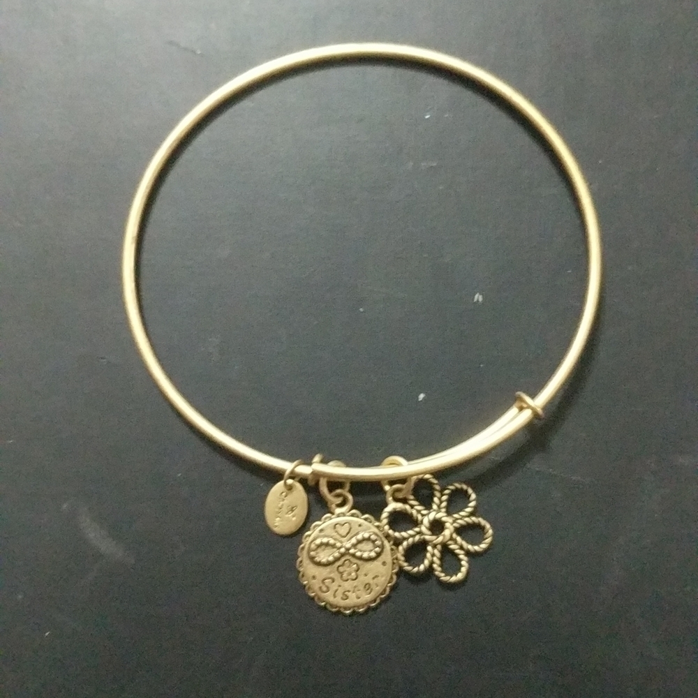 Chrysalis Gold Tone Sister Flower Flexible Cuff Bracelet